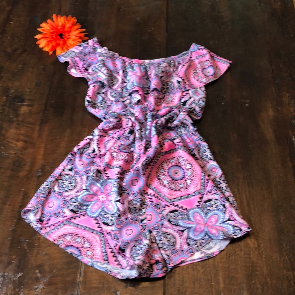 Girls/Youth Blue & Pink short jumpsuit set.